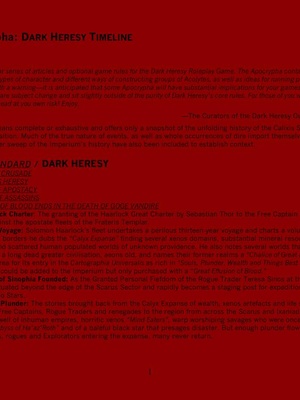 Dark Heresy - Apocrypha Timeline