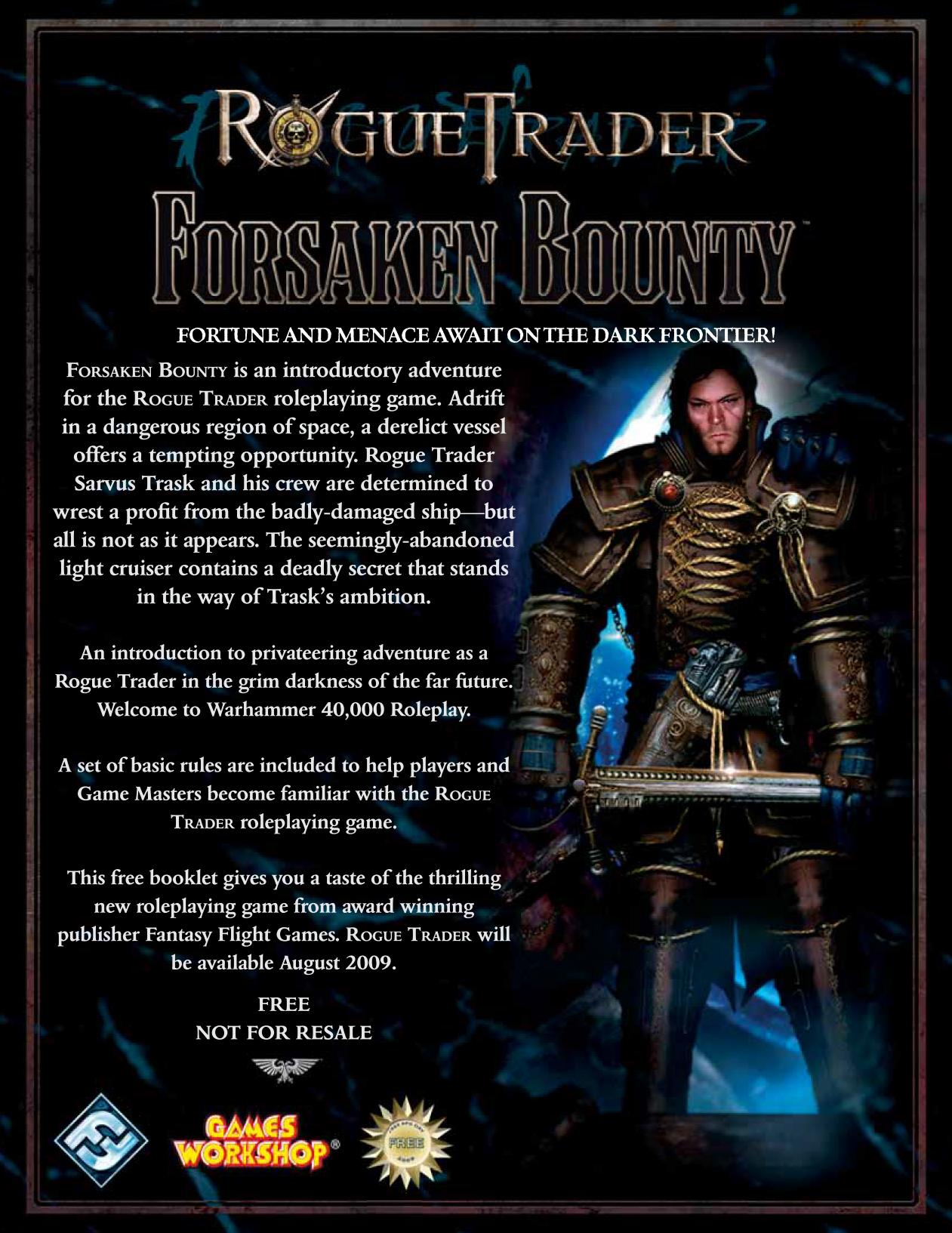 Warhammer 40K Roleplay ROGUE TRADER FORSAKEN BOUNTY 2009 Free RPG Day Fantasy 